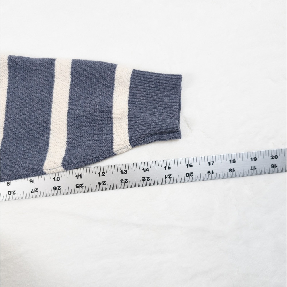 Madewell Henley Hoodie Women S Blue Oversized Coastal Preppy Nautical Cabin Cozy - Picture 9 of 15